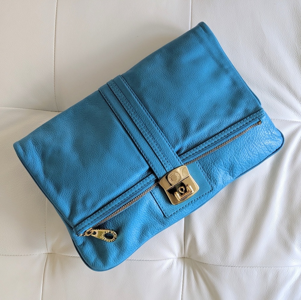 Marc Jacobs blue large leather clutch